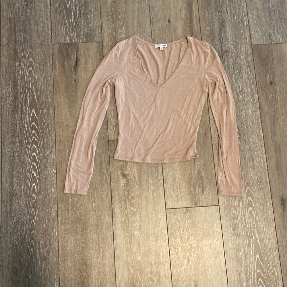 Mocha V Neck Long Sleeve top